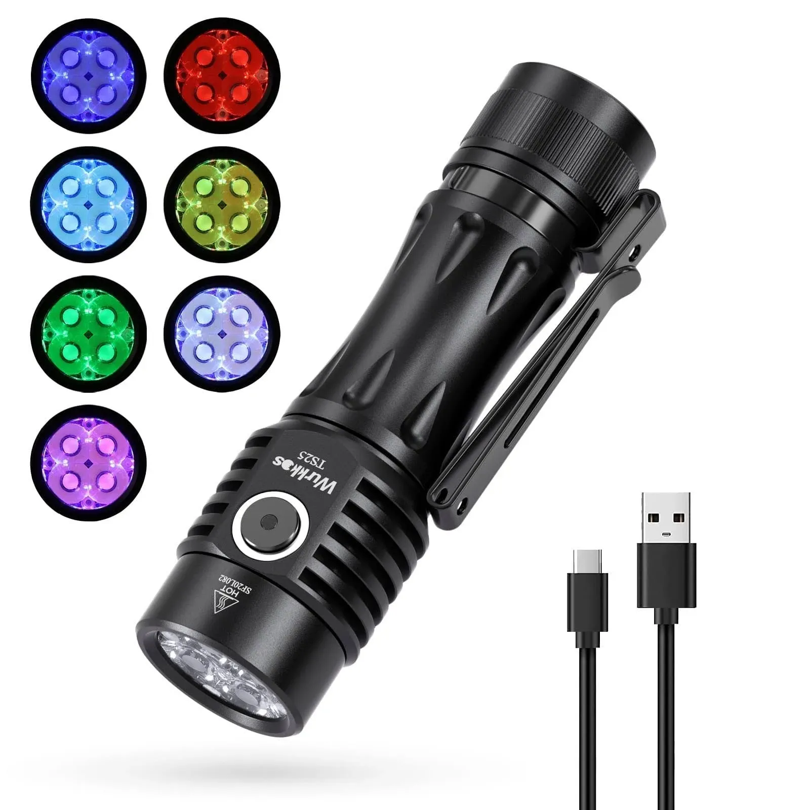 Wurkkos TS25 EDC Rechargeable Flashlight 4000Lm LED Flashlight High Lumens RGB ...