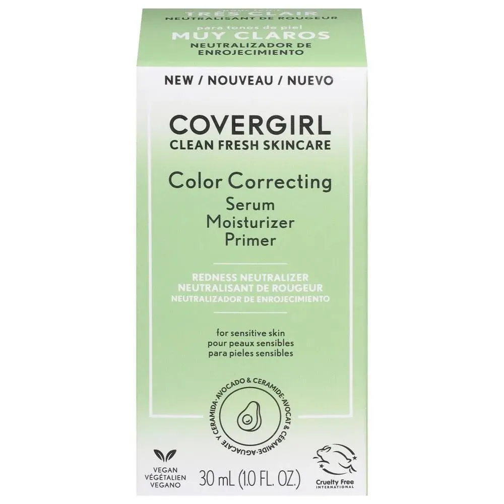 CoverGirl Clean Fresh Skincare Color Correcting Serum Moisturizer Primer - Deep, 1 fl oz