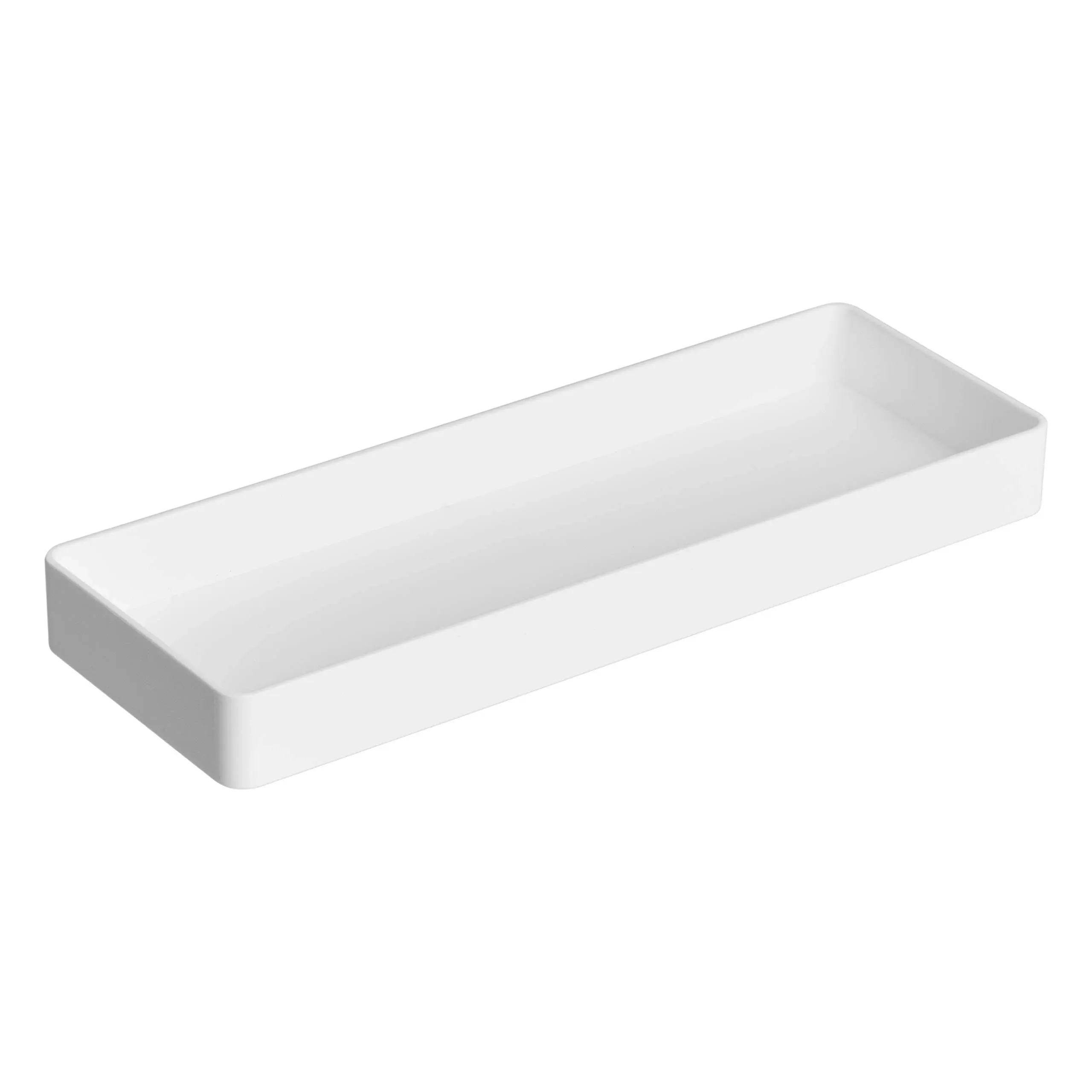 Basics Rectangular Plastic Desk Organizer, Half Accessory Tray, White