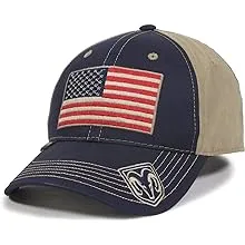 Hat - RAM Navy & Khaki with Embroidered American Flag Ball Cap