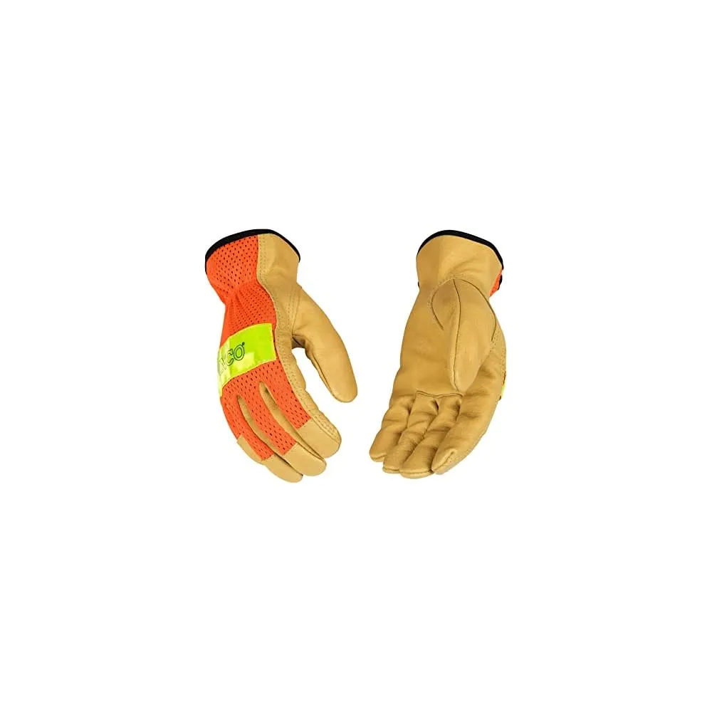 Kinco Hi-Vis Orange Mesh & Grain Pigskin Palm Glove Large