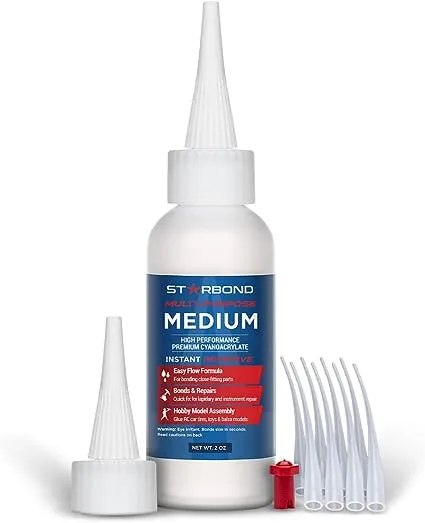 Starbond EM-150 Medium, Instant Premium CA (Cyanoacrylate Adhesive) Super Glue Kit with Extra Bottles, Caps, and Microtips (FOR Woodturning, Pen