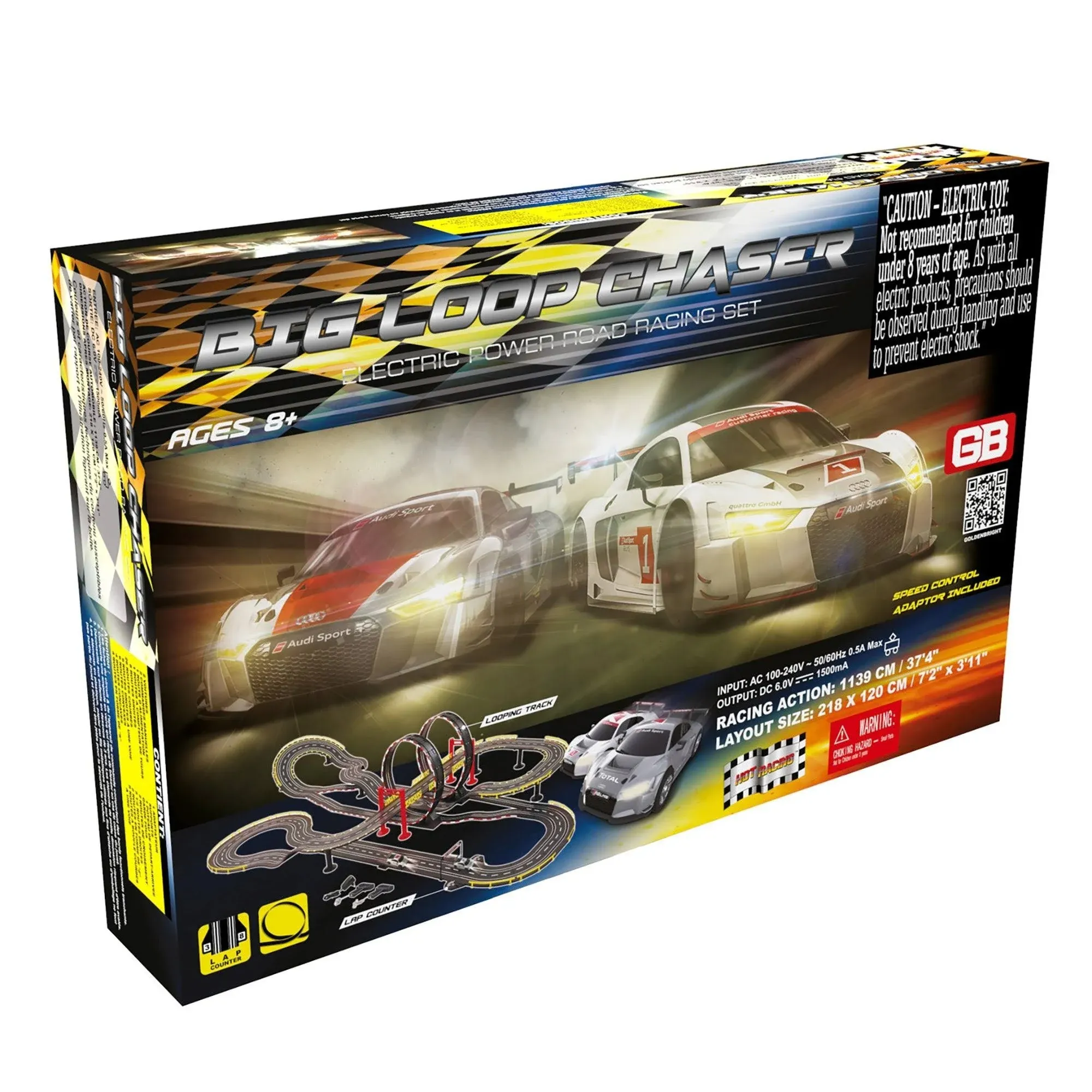 Golden Bright Big Loop Chaser Electric Road Racing Slot Car Set, Multi