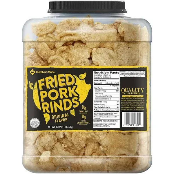 Members Mark Original Fried Pork Rinds 16 oz. Pack of 4 A1