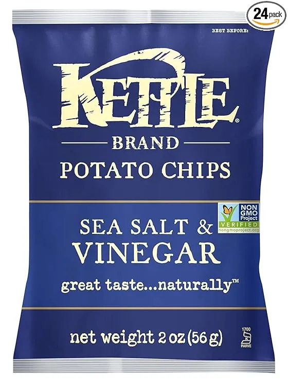 Kettle Potato Chip Sea Salt & Vinegar, 2 Ounce (24 Pack)