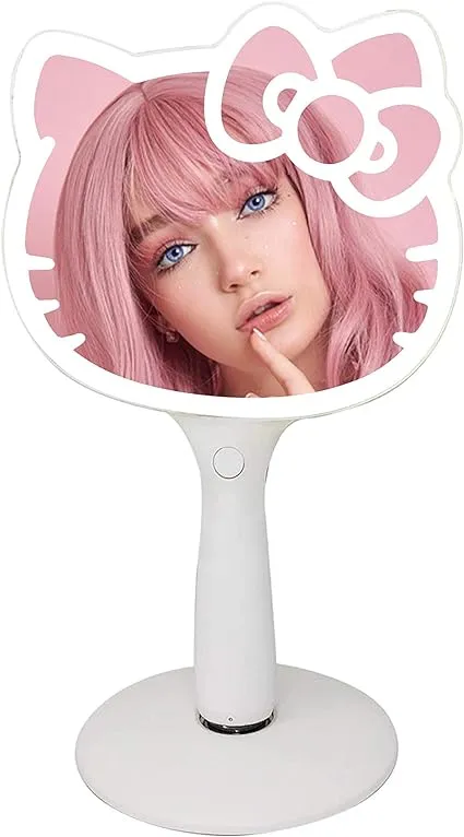 Impressions Vanity Hello Kitty LED Handheld Mirror, Makeup Vanity Mirror with Standing Base and Adjustable Brightness