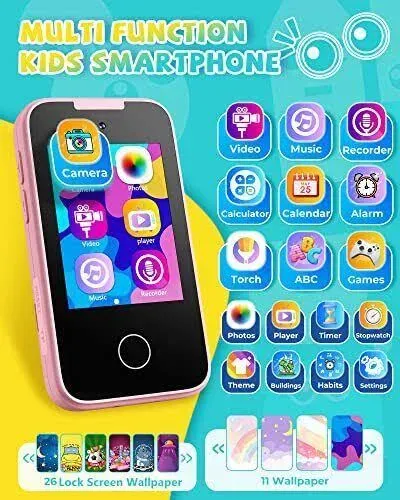 Ucidci Kids Smart Phone Toys For Girls Ages 3-7 With Dual Camera -