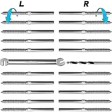 Steel DN Mate 20 Pack T316 Stainless Steel Right&Left Handed Thread Swage Lag Screws for Wood Post of 1/8" Steel Cable Railing Kit, Cable Railing