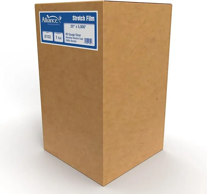 Alliance Stretch Film Hand Bundling - Clear, 18" x 1200ft, 60 Gauge, 4 Pack, Industrial Heavy Duty Shrink Wrap for Packing, Shipping, Pallet and Moving Supplies