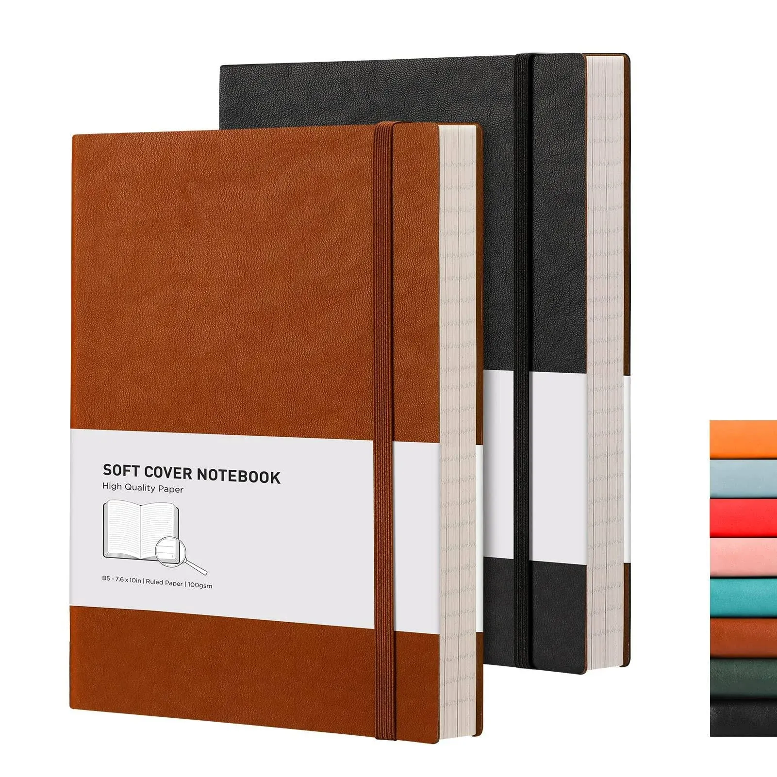 RETTACY College Ruled Notebook 2 Pack - B5 Notebooks and B5, B5-black brown 