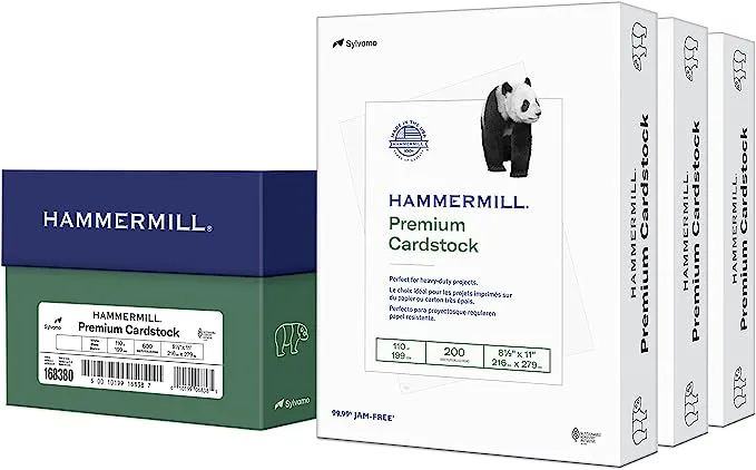 Hammermill Premium Cardstock, 110 lb, 8.5 x 11, White, 200/Ream