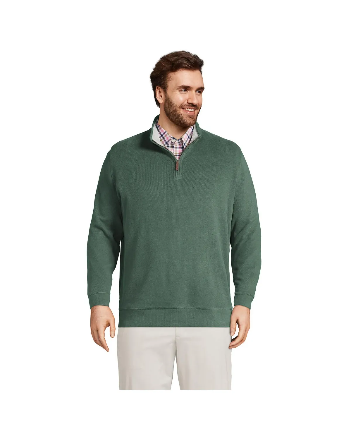 Lands' End Men's Big Bedford Rib Quarter Zip Sweater