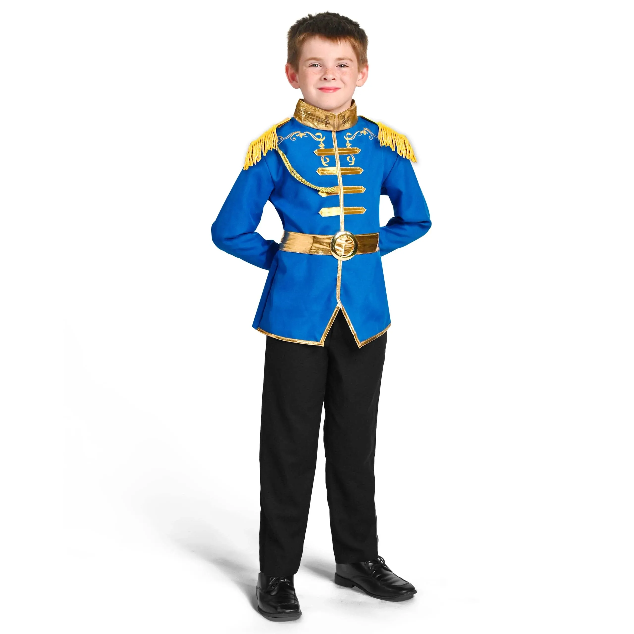 Prince Costume for Boys, Blue Prince Charming Outfit with Belt Epaulet Strap ...