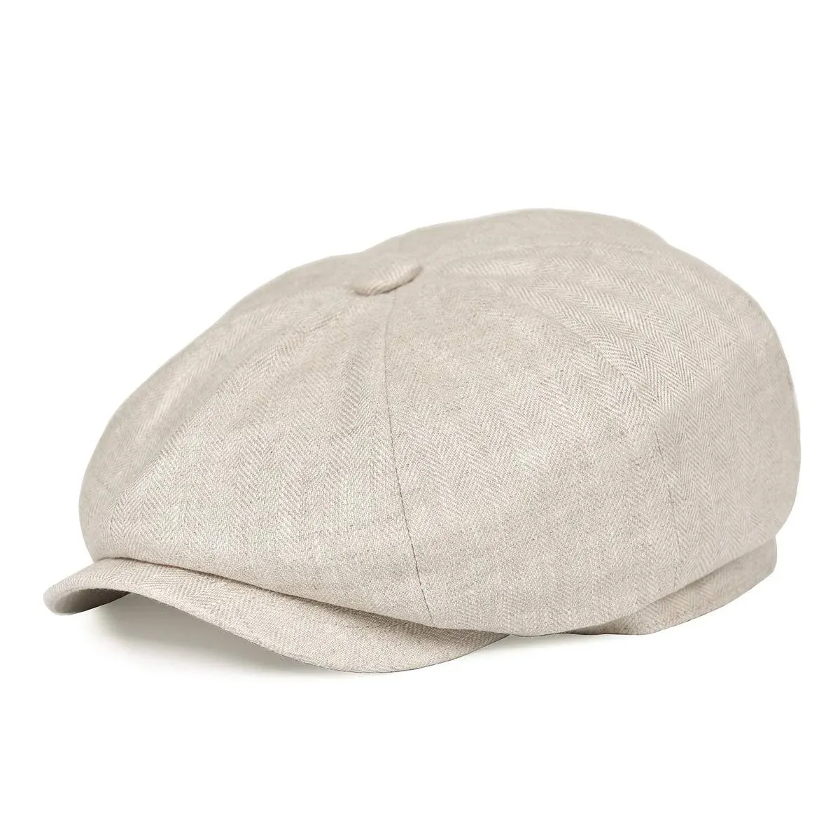 BOTVELA Men&#039;s Linen Newsboy Cap Herringbone Breathable Summer Hat