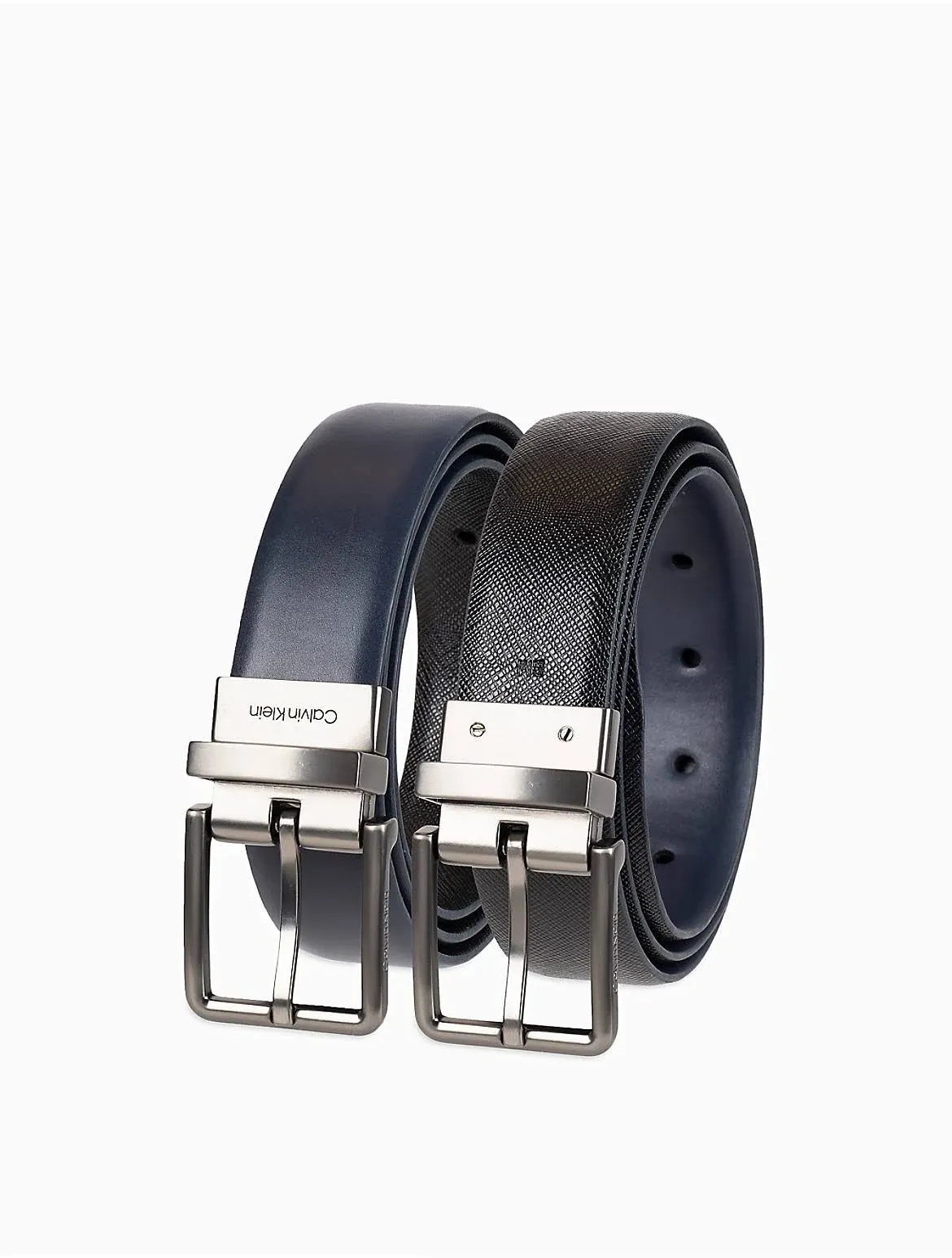 Calvin Klein Men's Reversible Saffiano Leather Dress Belt - Blue - L