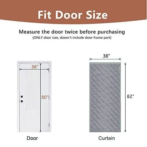 Magnetic Door Insulation Cover Durable Upgraded Fabric Doorway Thermal Curtains 