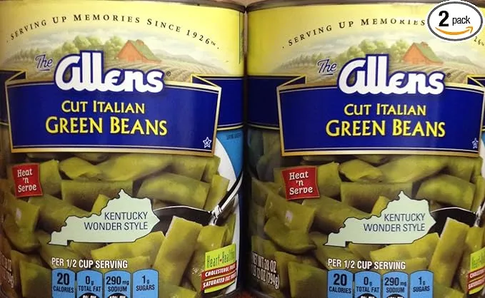 2 Pack of Allens Kentucky Wonder Cut Italian Green Beans: America's Leading Flat Beans