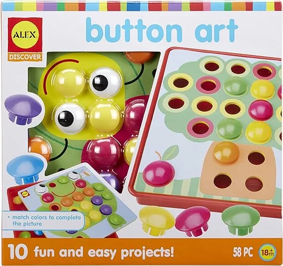 Alex Discover Button Art Activity Set Kids Art and Craft Activity, 56pieces