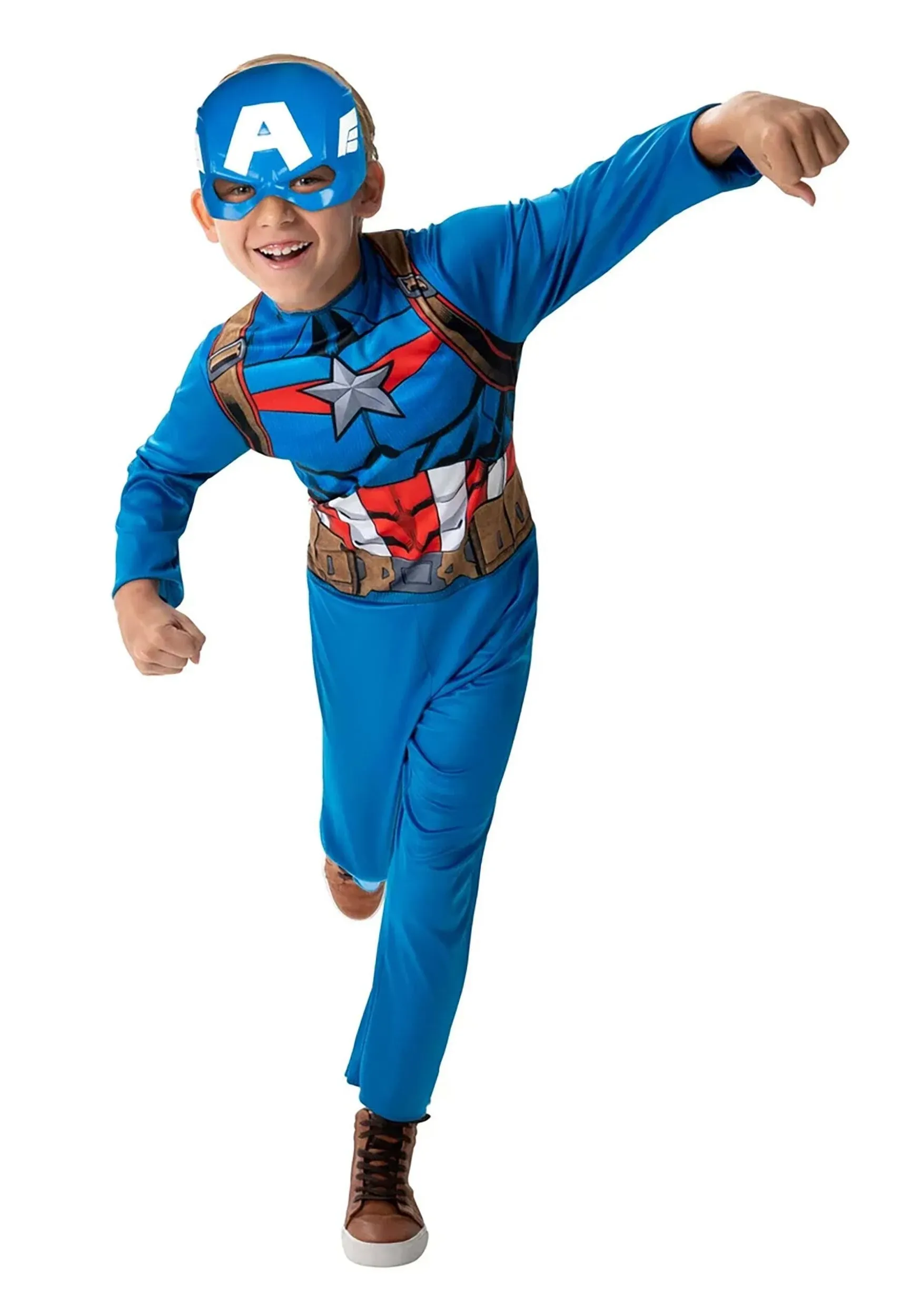 Boy's Captain America Steve Rogers Value Costume | Kids | Boys | Blue/Red/Gray ...