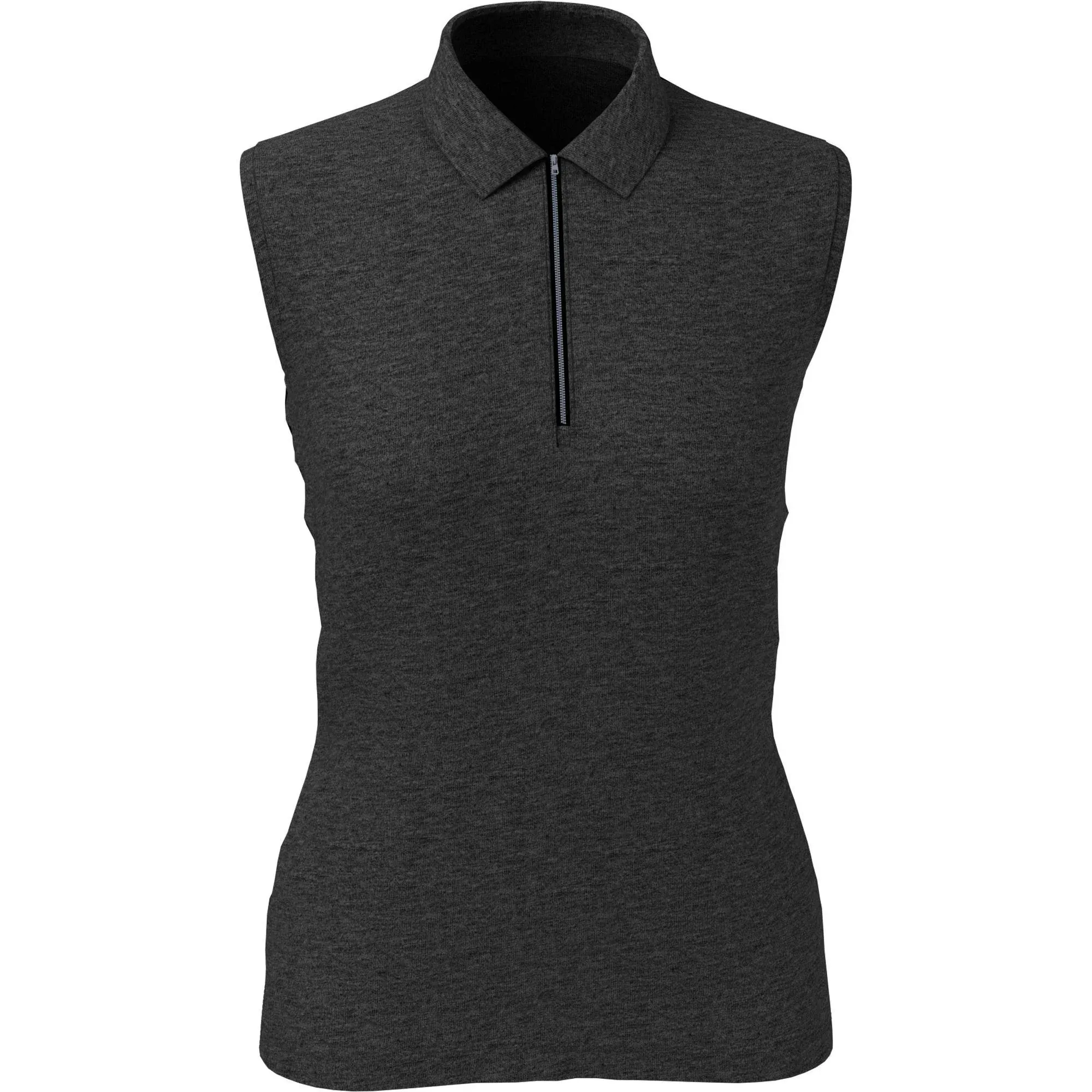 Callaway Women's Sleeveless 1/4 Zip Heather Golf Polo, Medium, Black Heather