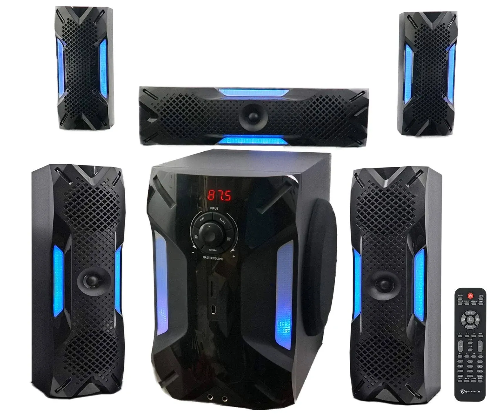 Rockville HTS56 1000W 5.1 Channel Home Theater System/Bluetooth/USB+8