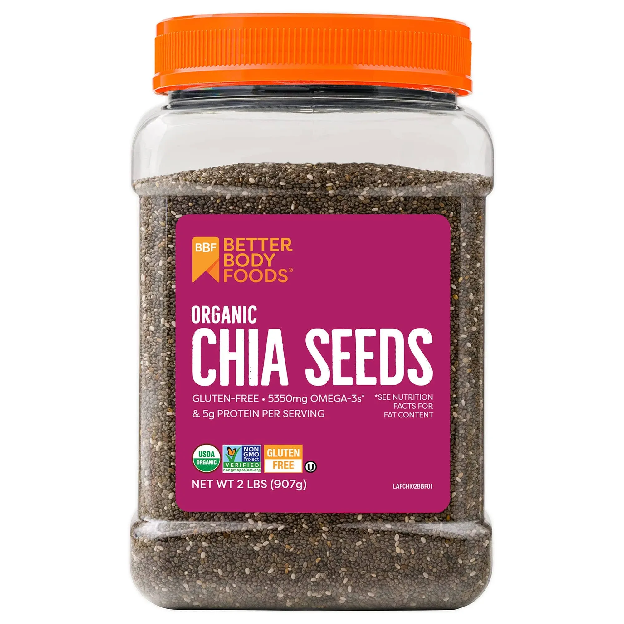 BetterBody Foods Organic Chia Seeds with Omega-3 Non-GMO Gluten Free Keto Die...