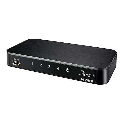 Rocketfish 4-Port 4K HDMI Switch Box - Easily Switch Between HDMI Sources - TV Accessories - Black