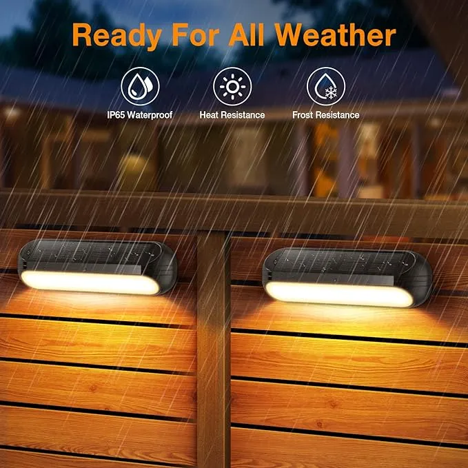 Ahaorigin Solar Outdoor Lights for Deck 4 Pack, Upgraded RGB Solar Fence Lights with Color Changing & Warm White Mode, Waterp