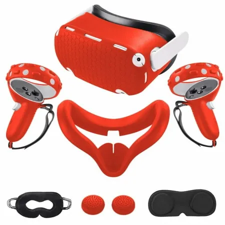 Kang Yu Compatible with Oculus Quest 2 Accessories, Silicone Face Cover, VR Shell Cover,Touch Controller Grip Cover,Protective Lens Cove