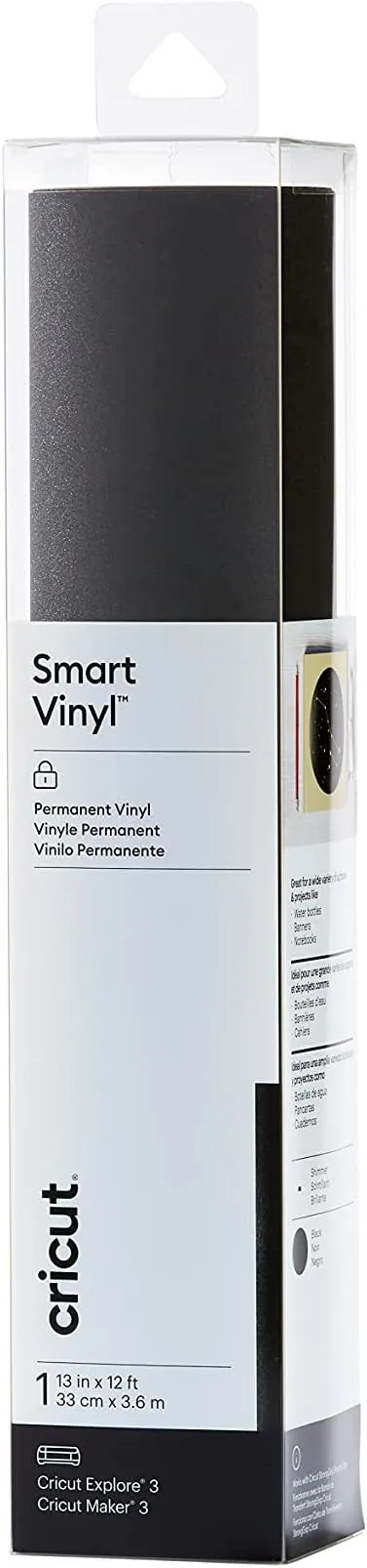 Cricut® Smart Vinyl™ Shimmer – Permanent (12 ft) - Black, 13" x 144"