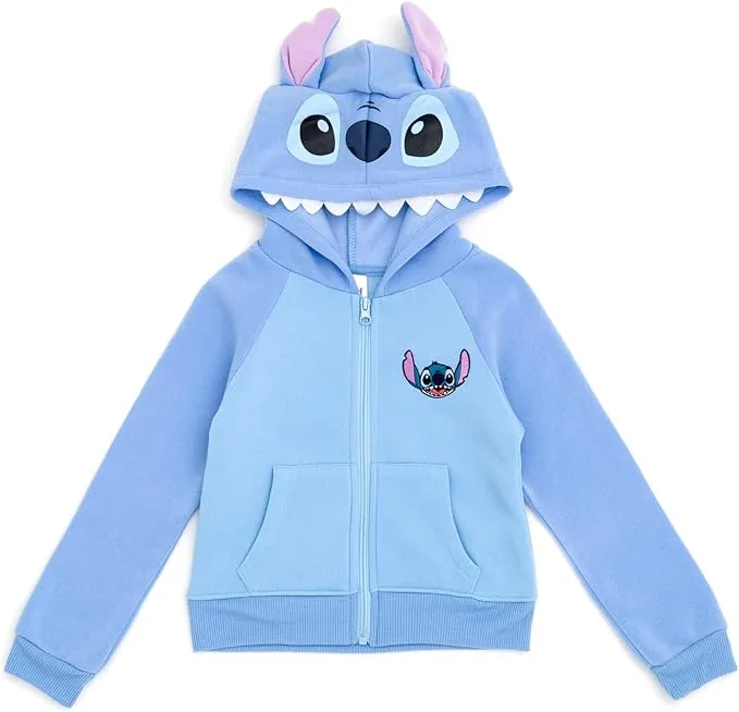 Disney Classics Girls Fleece Zip Up Cosplay Hoodie Toddler to Big Kid Sizes (2T - 14-16)