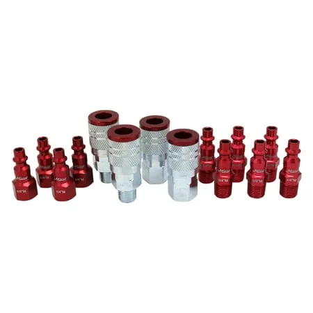 Milton ColorFit Coupler & Plug Kit (7 Piece), M-Style 1/4" NPT Red