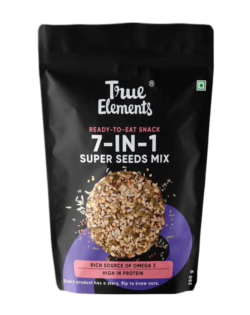 True Elements 7in1 Super Seeds Mix 250g-Mix Seeds Roasted Seeds for Eating ,FS