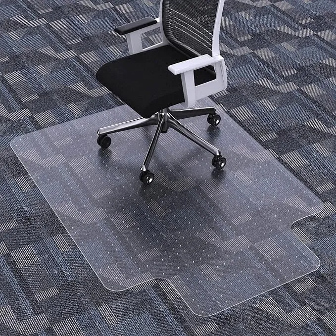 FuturHydro Office Chair Mat for Low Pile Carpet, 48" x 36" Clear Computer Desk Chair Mats for Carpeted Floors, Easy Glide Rolling Plastic Floor Mat (with Lip)