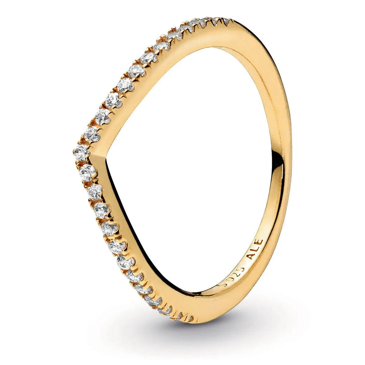 Pandora Sparkling Wishbone Ring 3 / 14K Gold-Plated