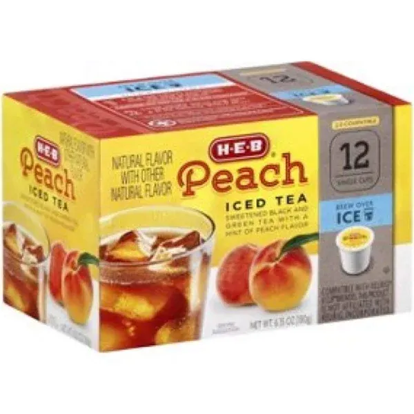 HEB Peach Iced Tea 2 Pack of 12 Single Cups Compatible with Keurig K-cup Brewer