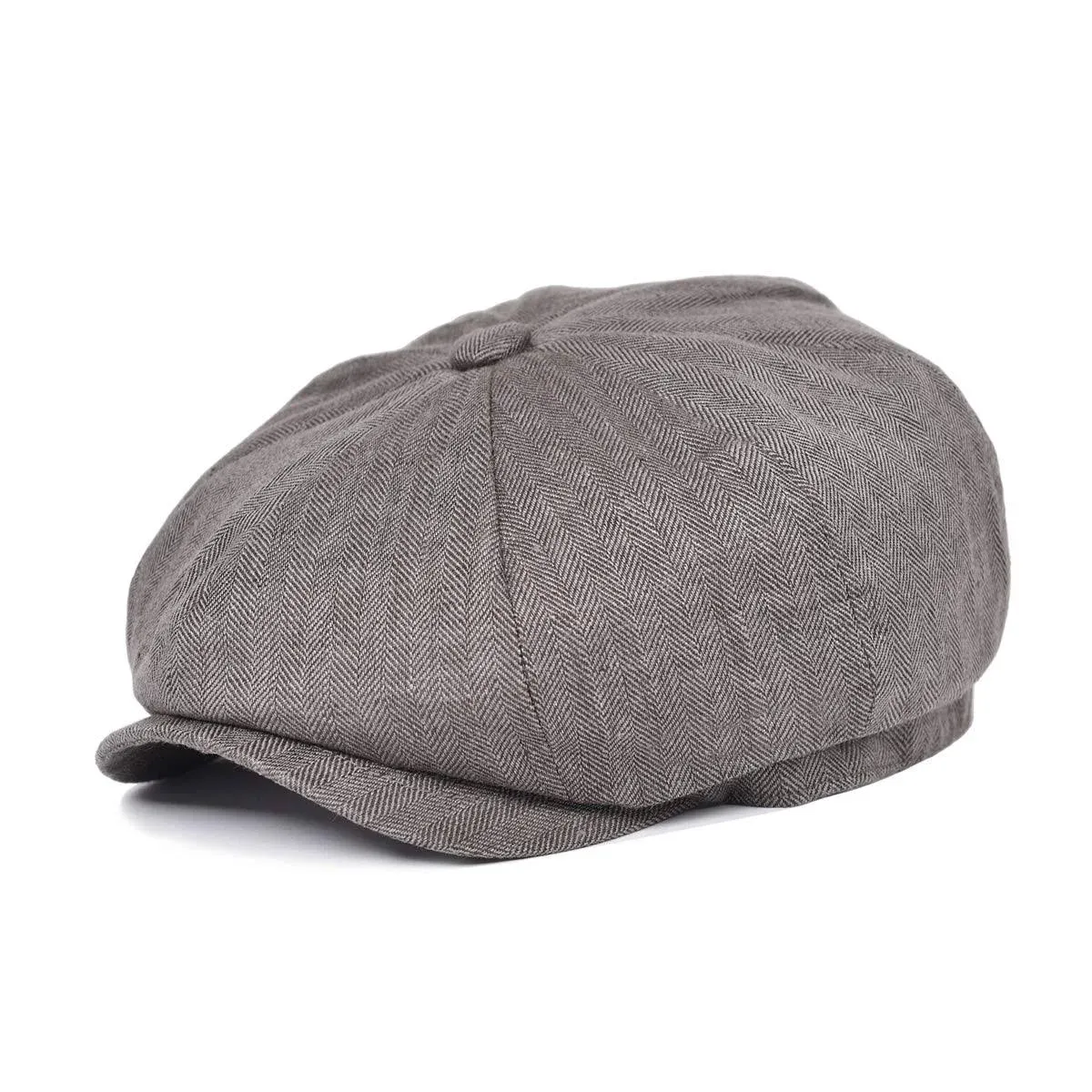 BOTVELA Herringbone Linen Newsboy Cap Men's Summer Women Bakerboy Caps Breathable Flat Hat