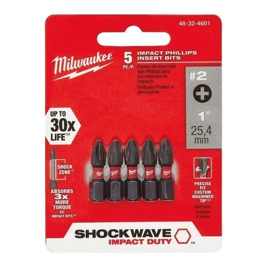 Milwaukee 48-32-4602 Shockwave #2 Phillips 2-Inch Power Bit