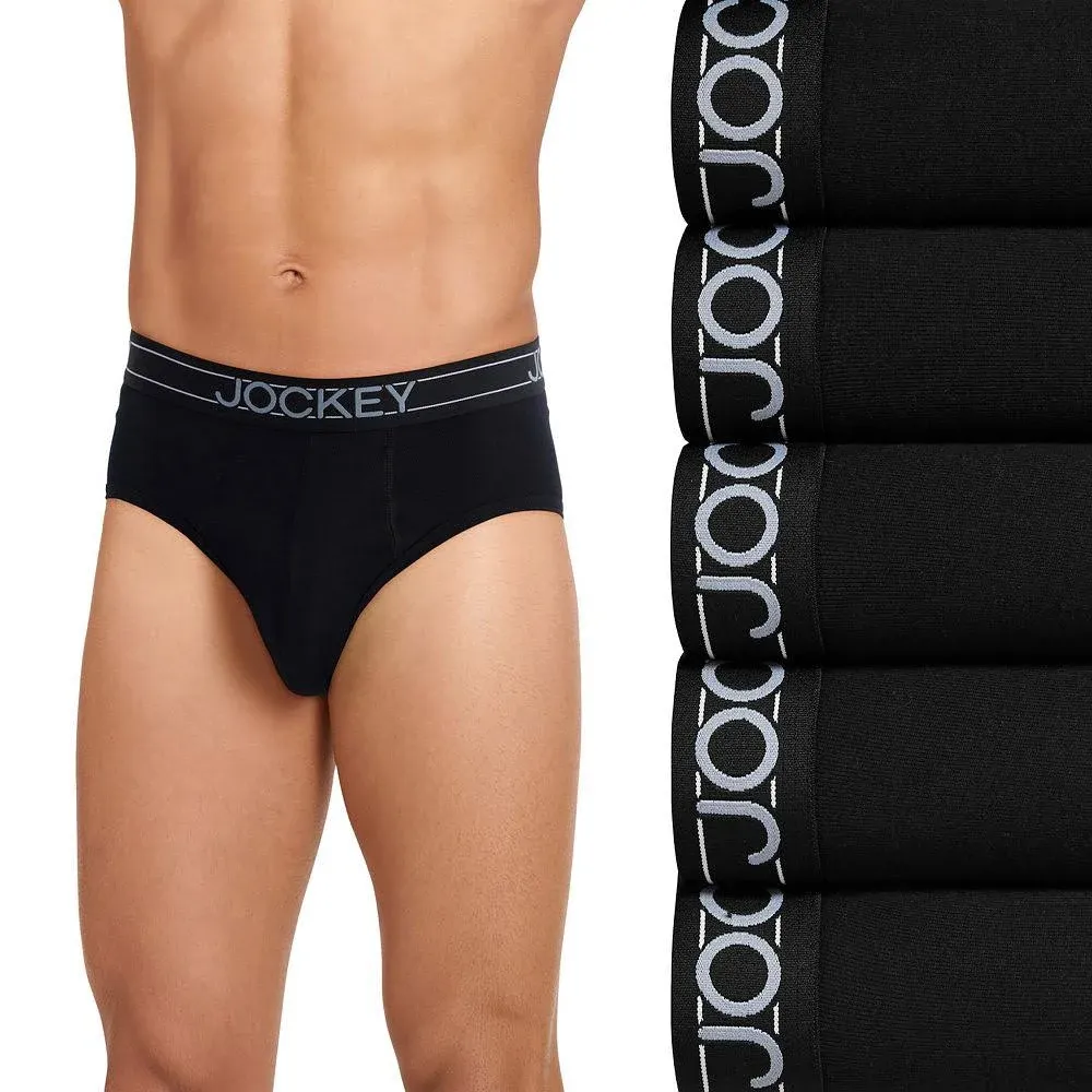 Jockey Men's Underwear Lightweight Cotton Blend Brief - 5 Pack