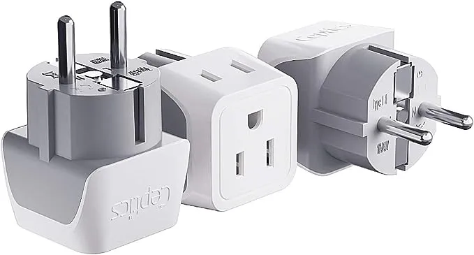 Ceptics Schuko Germany France Plug Adapter Dual Input Ultra Compact Light Weight CT-9