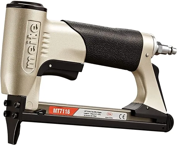 meite MT7116 Pneumatic Staple Gun - 22 Gauge 71 Series 3/8-Inch Crown 1/4-Inch to 5/8-Inch Length Air Upholstery Staple Gun Fine Wire Upholstery Stapler Gun