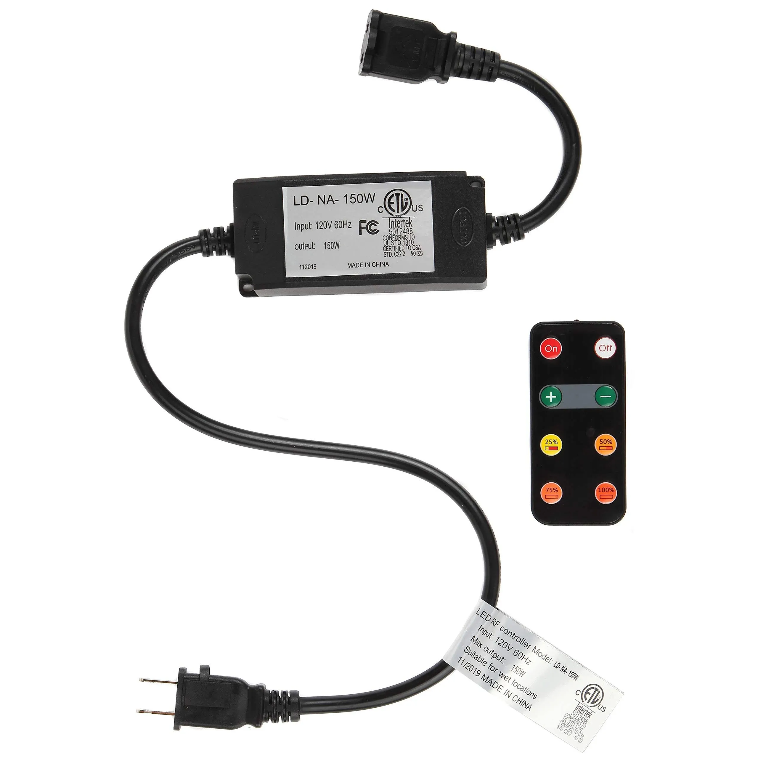 Dimmer with Remote for Our Ambience Pro LED String Lights - Commercial Grade Dimmer Rated at 150 Watts