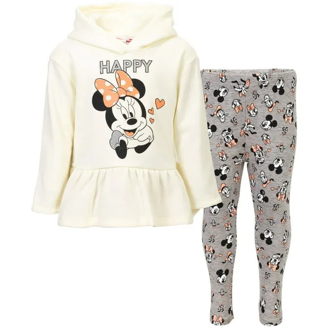 Baby Disney Minnie Mouse Fleece Hoodie and Kids Leggings Outfit Set to Big