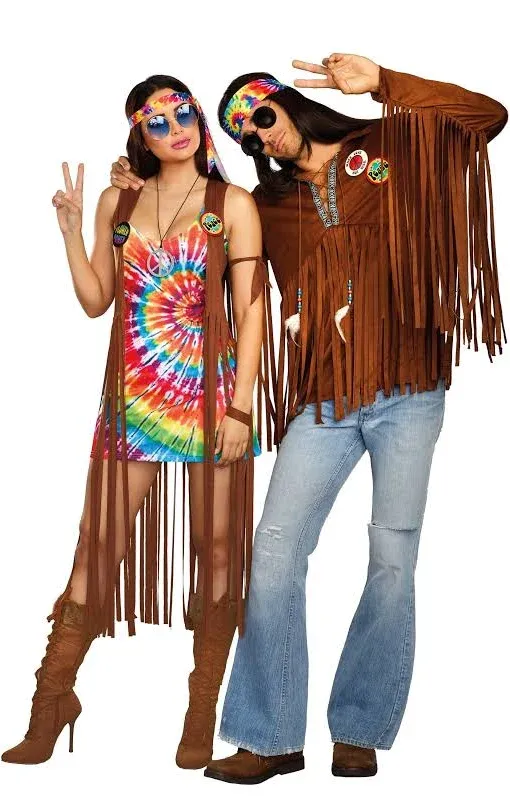 Spooktacular Creations Hippie Costume Women, Halloween 70s Outfits for Women, Adult Hippie Dresses for Halloween Party