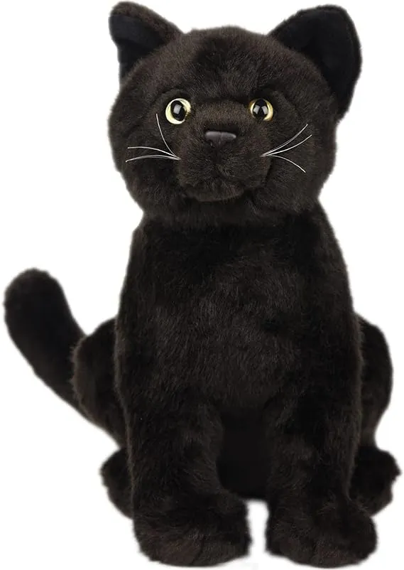 YZXZM Black Cat Plush, Realistic Black Cat Stuffed Animal Pillow, Cute Plush Toy Gifts for Birthday/Halloween/Christmas, 9 inch