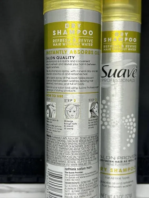 2 Pack Suave Professionals Refresh and Revive Dry Shampoo (4.3 oz)  1X