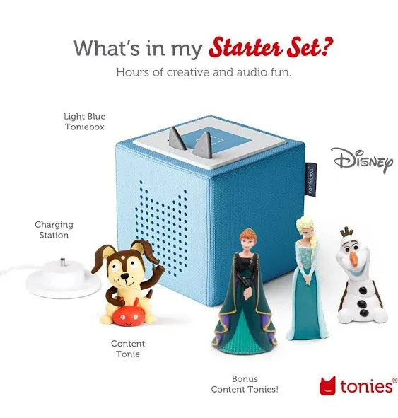 Tonies Toniebox Audio Player Starter Set with Elsa, Anna, Olaf, and Playtime ...