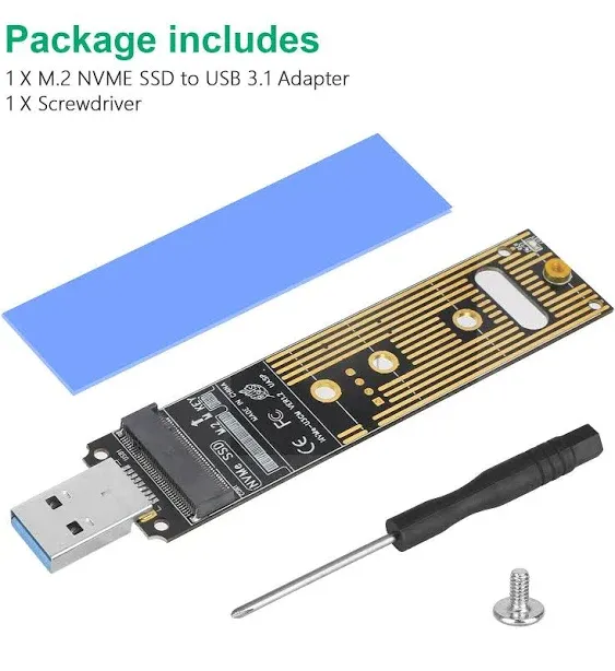 M.2 NVME SSD to USB 3.1 Adapter Hard Drive Converter Card for 2242/2260/2280 SSD