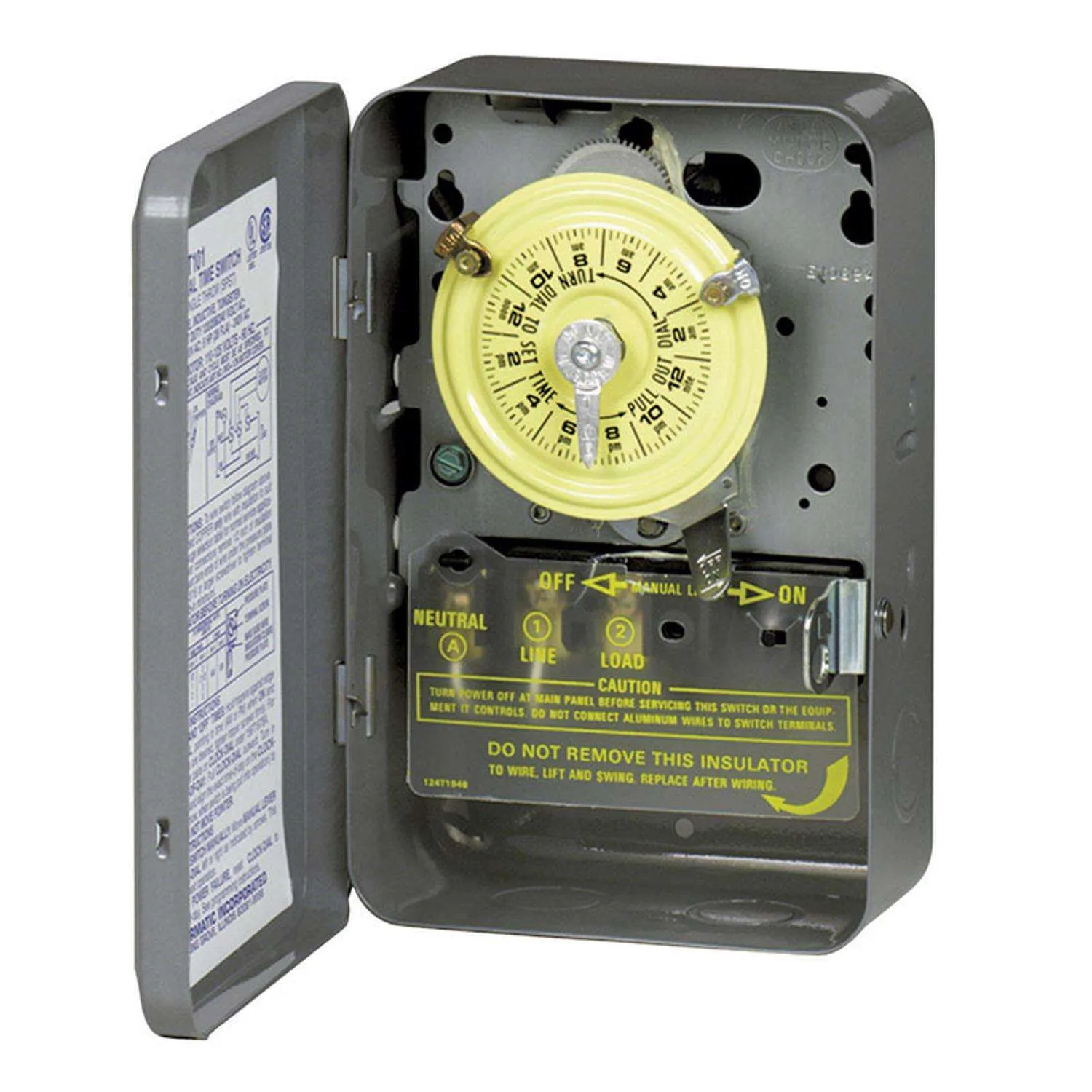 INTERMATIC Electromechanical Timer: 24 hr Nominal Max. Time Setting, Steel, Hole Wall, 120V AC, T101