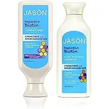 JASON All Natural Organic Biotin Shampoo and Conditioner For Hair Growth and Stopping Hair Loss 16 fl. oz. each, Packaging may vary